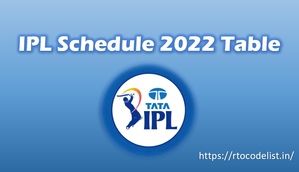 IPL Schedule 2022 Table PDF Download